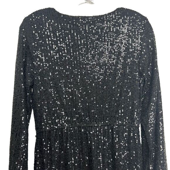 Betsey Johnson Black Sequin Side Slits Midi Dress Size Small - Picture 11 of 13